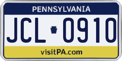 PA license plate JCL0910