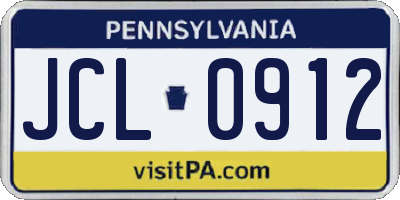 PA license plate JCL0912