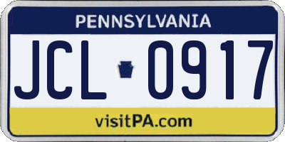 PA license plate JCL0917