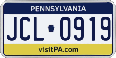 PA license plate JCL0919
