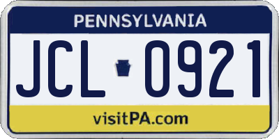 PA license plate JCL0921