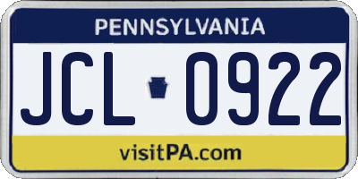 PA license plate JCL0922