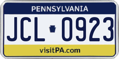 PA license plate JCL0923