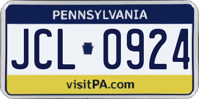 PA license plate JCL0924