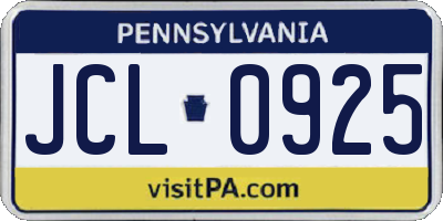 PA license plate JCL0925