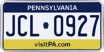 PA license plate JCL0927