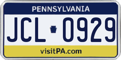 PA license plate JCL0929
