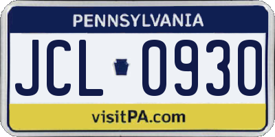 PA license plate JCL0930