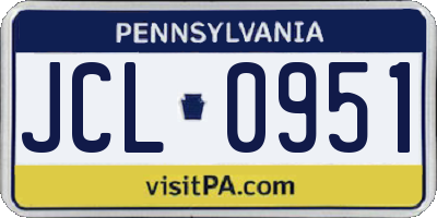 PA license plate JCL0951