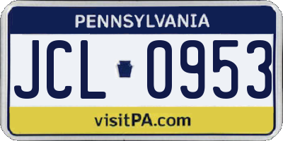 PA license plate JCL0953