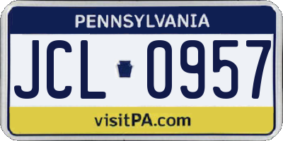 PA license plate JCL0957