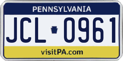 PA license plate JCL0961