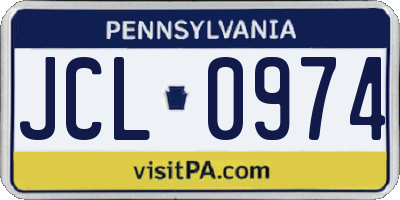 PA license plate JCL0974