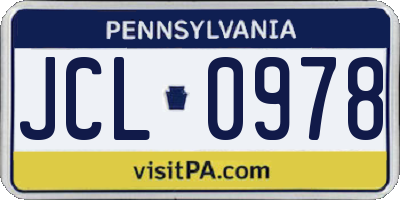 PA license plate JCL0978