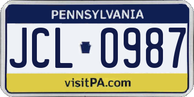 PA license plate JCL0987