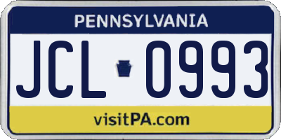 PA license plate JCL0993