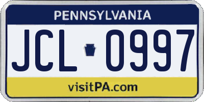 PA license plate JCL0997