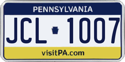 PA license plate JCL1007