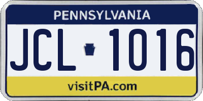 PA license plate JCL1016