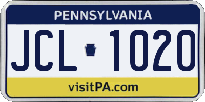 PA license plate JCL1020