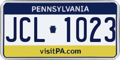 PA license plate JCL1023