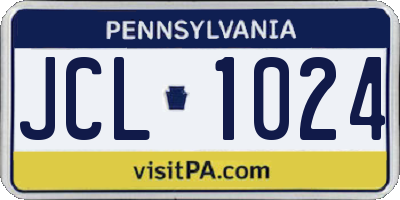 PA license plate JCL1024