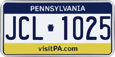 PA license plate JCL1025