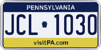 PA license plate JCL1030