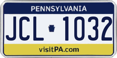 PA license plate JCL1032