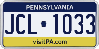 PA license plate JCL1033