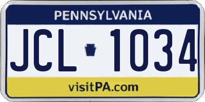 PA license plate JCL1034