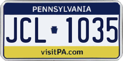 PA license plate JCL1035