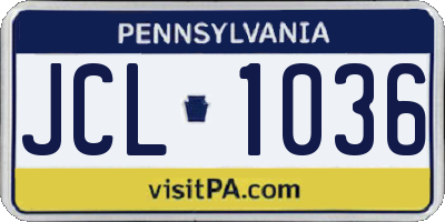 PA license plate JCL1036