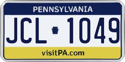 PA license plate JCL1049