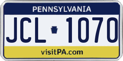 PA license plate JCL1070