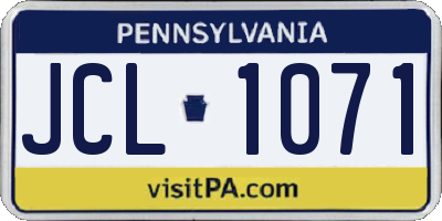 PA license plate JCL1071