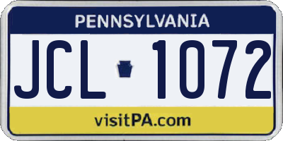 PA license plate JCL1072