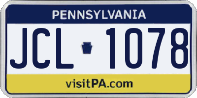 PA license plate JCL1078
