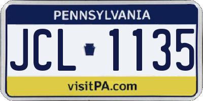 PA license plate JCL1135