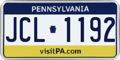 PA license plate JCL1192