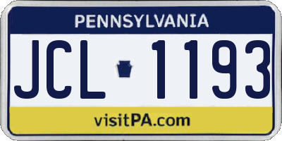 PA license plate JCL1193