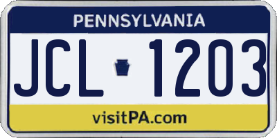 PA license plate JCL1203