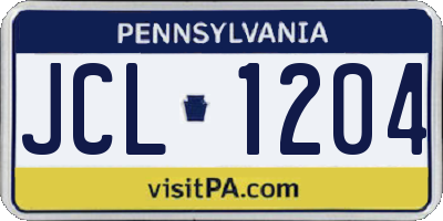 PA license plate JCL1204