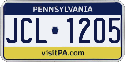 PA license plate JCL1205
