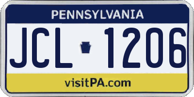PA license plate JCL1206