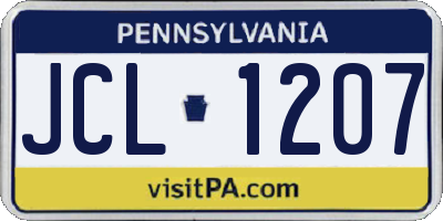 PA license plate JCL1207