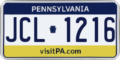 PA license plate JCL1216