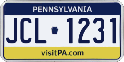 PA license plate JCL1231