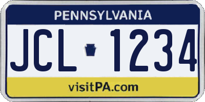 PA license plate JCL1234