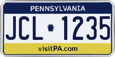 PA license plate JCL1235